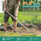 Berry&Bird Swoe Garden Hoe, 61.8'' Stainless Steel Long Handled 3 Edge Hoe with Wooden Hand, Mini Angled/Warren Hoe, Soil Cultivator Weeding Tool for Grass Flower Backyard