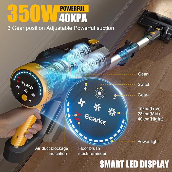 Cordless Vacuum Cleaner Compatible with DeWALT 20v Battery, 6 in 1 Stick Self-Standing Vacuum Cleaners 350W 40Kpa 3 Suction,180° Foldable Rod Lightweight Handheld Vacuum Hardwood Floor Pet(No Battery