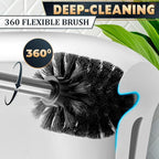 Stylish Stainless Steel Toilet Brush and Holder Set - Silver Toilet Bowl Brush and Holder with Splash Cover, Sturdy Bristles, Corrosion & Scratch Resistant - Elegant Design, Effective Deep Cleaning