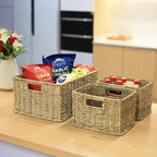 HOONEX Large Wicker Baskets for Storage, Seagrass Baskets with Dual Handles, Woven Baskets for Storage, Set of 3, Natural