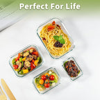 HOMBERKING 8 Pack Glass Food Storage Containers with Lids, Meal Prep Containers, Airtight Bento Boxes with Leak Proof Locking for Microwave, Oven, Freezer and Dishwasher, BPA Free, 5-35oz