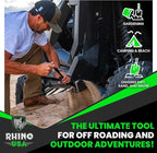RHINO USA Folding Survival Shovel w/Pick - Heavy Duty Carbon Steel Military Style Entrenching Tool for Off Road, Camping, Gardening, Beach, Digging Dirt, Sand, Mud & Snow.