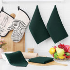 Homaxy 100% Cotton Waffle Weave Kitchen Dish Cloths, Ultra Soft Absorbent Quick Drying Dish Towels, 12 x 12 Inches, 12-Pack, Blackish Green