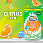 Scrubbing Bubbles Flushable Toilet Bowl Wand Cleaner Refills, Fresh Brush Cleaner Toilet Refill Pads, Removes Limescale & Odors, Citrus Scent, 20 Count (Pack of 1)