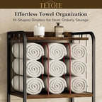 TETOTE 3-Tier Towel Rack, M-Shaped Detachable Dividers Metal Towel Storage Organizer for Bathroom, Laundry, Pool, Free Standing