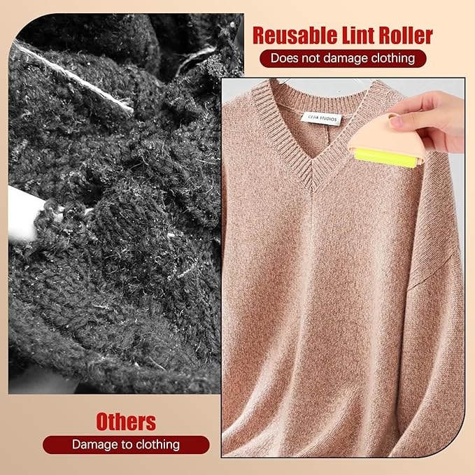 Good Life Lint Roller, Reusable Mini Lint Roller Pet Hair Remover, Portable Lint Roller, Washable Lint Roller, Portable Lint Remover for Clothes, Furniture, Dog & Cat Hair (4 Set)