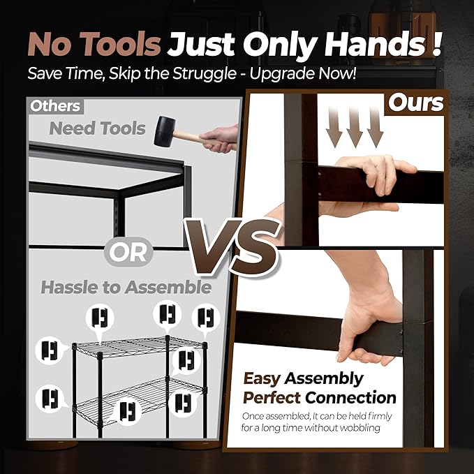 HOMEDANT House 48" Wide Boltless Heavy Duty Garage Storage Shelving Adjustable 5-Tier Metal Shelves Laminated Organization Shelf Industrial Utility Rack for Pantry Warehouse Office Store 2Pack