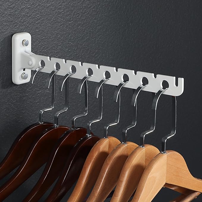 Alise Cloths Drying Rack Wall Mounted,Stainless Steel Folding Laundry Hanging Racks,Swivel Space Saving Clothes Hanger Rack for Bedroom Bathroom Laundry,Matte White,Double Pack