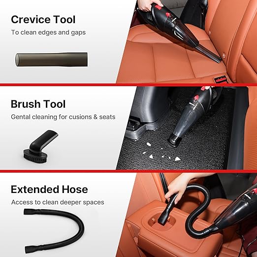 Shop-Vac 12V Car Vacuum - Portable Vacuum Cleaner with 7000Pa Powerful Suction, 16Ft Corded Handheld Car Vac & Storage Bag, Cigarette Lighter Plug, for Deep Interior Detail Cleaning