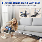 Cordless Vacuum Cleaner for Home, 45Kpa Lightweight Stick Vacuum with Powerful Suction, Rechargeable Battery Up to 50mins, Handheld Vacuum Cleaners for Carpets, Pet Hair, Hardwood Floors -Dark Blue