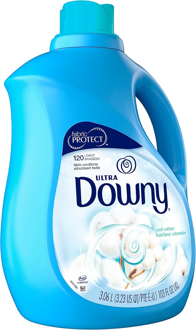 Downy Ultra Laundry Fabric Softener Liquid, Cool Cotton Scent, 103 Fl Oz, 120 Total Loads, Packaging May Vary