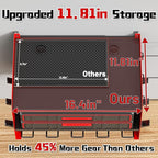 Wide Power Tool Organizer Wall Mount with Charging Station,3 Layer Adjustable Heavy Duty Tool Storage Rack 4 Drills with 8 Outlet Power Strip,Hooks,Screwdriver box,Garage Gifts for Fathers Day,Red