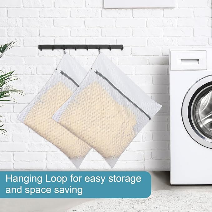 Polecasa 3Pcs Premium 125g Diamond Mesh Laundry Bags, 2 Jumbo 24 x 24 Inches Durable Laundry Wash Bags with Sturdy Zipper