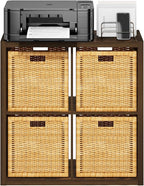 Furinno Cubicle Open Back Decorative Cube Storage Organizer, 4-Cube, Amber Pine