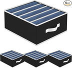 Jeans Organizer - Wardrobe Clothes Organizer with 5 Cells, Closet Organizers and Storage for Jeans, Sweater, Pants Organizers for Closet, Shelves, 4 Pack (Black)