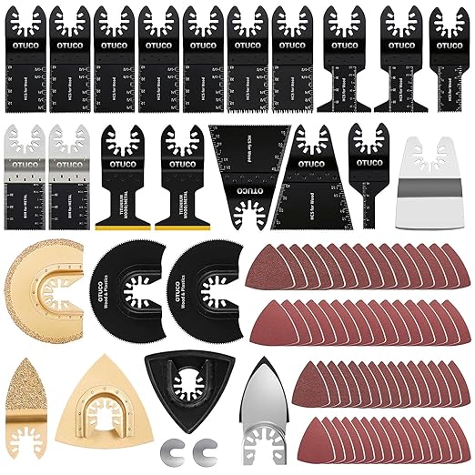 87 Pcs Oscillating Saw Blades, Wood Metal Cutting Multitool Bi-Metal Blades Quick Release Tool Blades Kits Fit for Dewalt, Makita, Ryobi, Rockwell