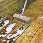 Stainless Steel Wire Scrub Brush with Long Handle for Deck, Concrete, Patio Floor Cleaning, 59'' Heavy Duty Stiff Metal Bristle Scrubber Broom for Outdoor Moss Removal