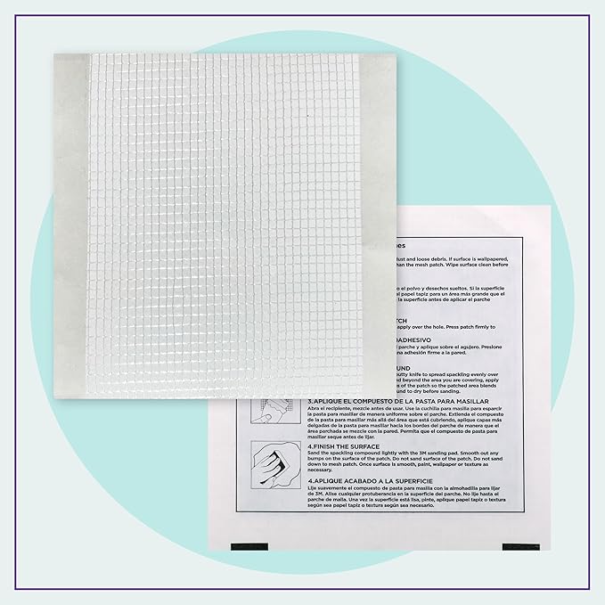 StrongPatch® 4 in. x 4 in. Flexible Self-Adhesive Wall Repair Patch (3-Pack) – Versatile, Cut-to-Fit, Easy Application for Holes, Cracks, and Corners