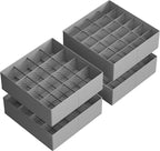 SONGMICS 4 Pack Drawer Organizers, 80 Cells (2x16+2x24), Foldable Dividers, 11.8 x 11.8 x 3.9 Inches, for Socks, Underwear, Ties, Belts, Dove Gray URUS011G01