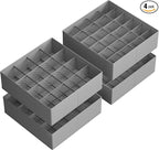 SONGMICS Set of 4 Drawer Organizers, Closet Organizers for Underwear, 80 Cells, Foldable Sock Holders, 11.8 x 11.8 x 3.9 Inches, for Storing Socks, Ties, Belts, Dove Gray URUS011G01
