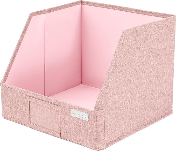 Closet Bins for Organization – 12x12x10 Foldable Boxes for Clothes, Fabric Trapezoid Storage Bins, Storage Baskets, Decorative Storage Baskets, Sweaters, Baby Clothes, Nursery– Pink, 3 Pack
