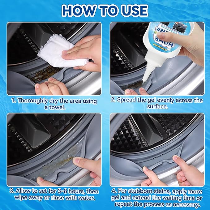 Mold Stain Cleaner Gel, 8 Fl oz All-Purpose Gel for Home Use on Washing Machine Gasket, Bathroom Grout, Sink, Shower, Caulk, and Front Loader Seal