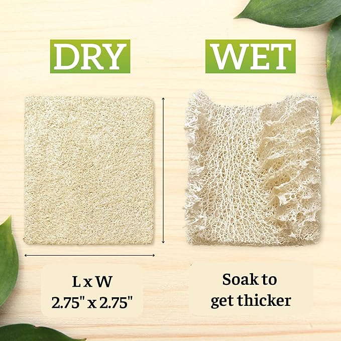 Natural Loofah Dish Sponge (Pack 30) Multipurpose Dish Sponges - 100% Biodegradable Compostable Dishwashing Scouring Pad Zero Waste (2.75" x 2.75" Each)