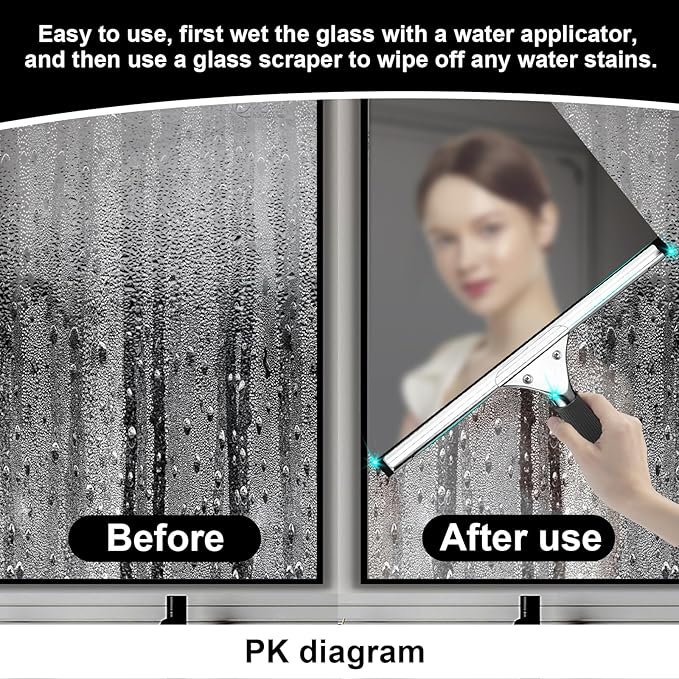 2Pack 14-Inch Multifunctional Rust Proof Window Cleaning Kit. for Shower Glass Doors, Bathroom Doors, Mirrors and Windows