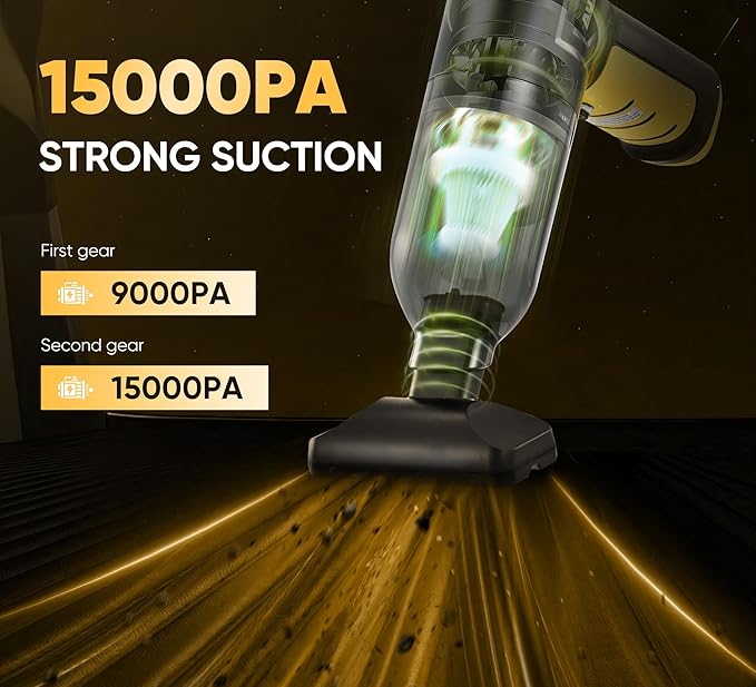 Handheld Car Vacuum Cleaner 3 in 1 High Power|15000PA Brushless Motor|Super Suction Portable Vacuum with Super Endurance for Car and Home