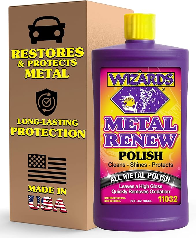Wizards Metal Polish Cream Metal Renew - Cleans, Shines and Protects All Metals - Cream Fast-Cut Polish and Stainless Steel Cleaner - High Gloss Metal Polish - 32 oz