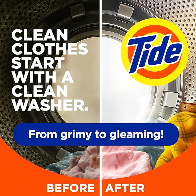 Tide Washing Machine Cleaner with Oxi for Front and Top Loader Washer Machines, Deep Cleaning Residue & Odor Eliminator, 12 Month Supply (Packaging May Vary) + Calendar