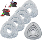 Flat Mop Head Replacements for Ocedar, Microfiber Mopping Head Refill for O-Cedar EasyWring and RinseClean Sys, 4 Pack Flat Spin Mop Pads & 1 Plastic Pad for Cleaning Floor, Wall, Ceiling