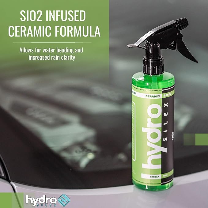 HydroSilex Glass Cleaner (16oz) | Recharge Your Glass & Windows | Streak Free Performance | SIO2 Infused Ceramic Formula | Safe On Tinted Glass | Effortless Cleaning Process