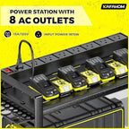 KAFAHOM Power Tool Organizer with Charging Station.Garage 8 Drill Holder Built in 8 Outlets Power Strip,Tool Storage Shelf Wall Mount,Tool Battery Organizer with Screwdriver/Hammer/Air Tool Rack