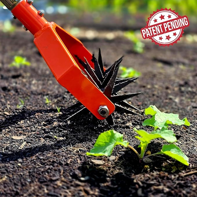 67-Inch Garden Cultivator with Tempered Spring Steel Tines, Adjustable Stainless Steel Handle, Manual Rotary Design for Soil Loosening