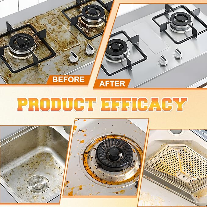 Multi-Purpose Powerful Cleaner for Kitchen, Heavy Kitchen Duty Degreaser, 3 In 1 Stainless Coconut Oil Cleaning Paste, All-Purpose Cleaner Removes Stains on Microwave,Oven & Stove Top