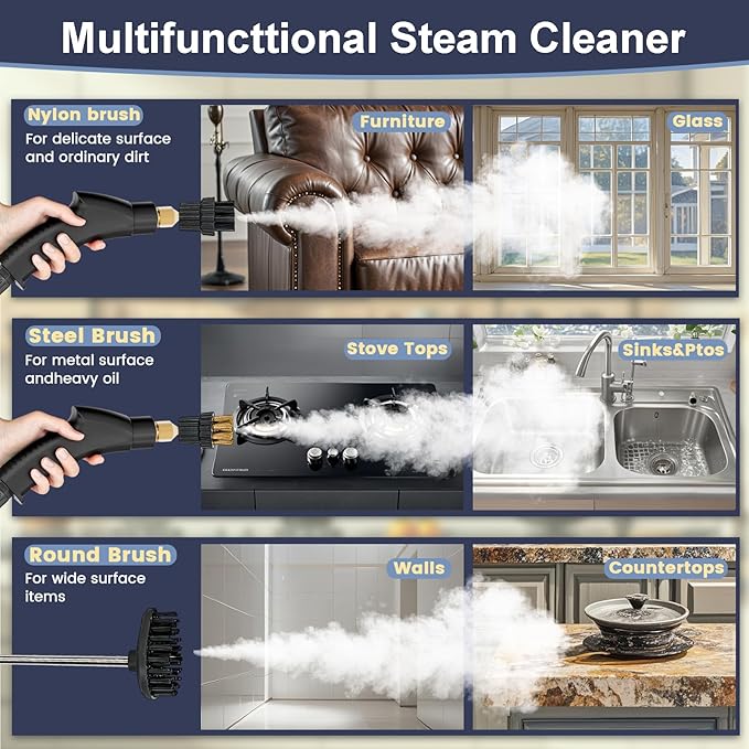 Steam Cleaner,15s Heat-Up,1.4L Tank,Steamer for Cleaning with 10 pcs Accessories,Multi-2500W High Temperature and Pressure handheld steamer,Steam Clea (6-【02】White)