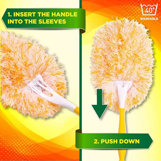 Microfiber Reusable Refills for Swiffer Hand Duster, 360 Degree Dry Duster Heavy Duty Refills, 2-Pack (Handle is Not Included) Air Dry Only