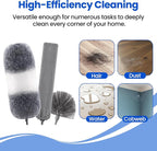 Extra-Long Dusters Kits with Extension Pole, 5 in 1 Cleaning Tools with Extendable Long Handle, Cobweb Duster, Microfiber Dusting Clothes for Gap, High Ceilings and Fans, Blinds, Cars and Furniture