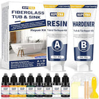 Fiberglass Repair Kit, Bathtub Repair Kit for Tile, Acrylic, Ceramic, Enamel, Kitchen Bathroom Fix Chips Cracks Scratches Rust Holes on Porcelain Sink, Tub, Toilet, Shower Tray, Granite, Marble, Deck