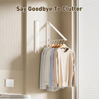 Clothes Drying Rack, Laundry Room Wall Mounted Retractable Clothes Hanger Drying Rack, Laundry Clothing Drying Rack Folding Indoor or Outdoor, Easy Installation Aluminium Dryer, 2pcs(White)