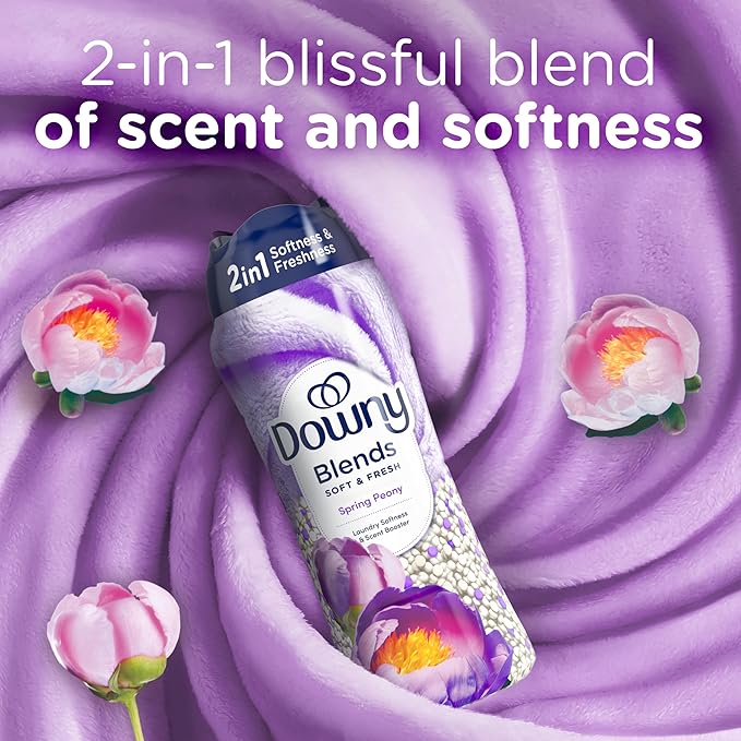 Downy Blends 2-in-1 Soft & Fresh Laundry Scent Booster Beads, Spring Peony Scent, 24.5 OZ, Laundry Softness and Scent Booster