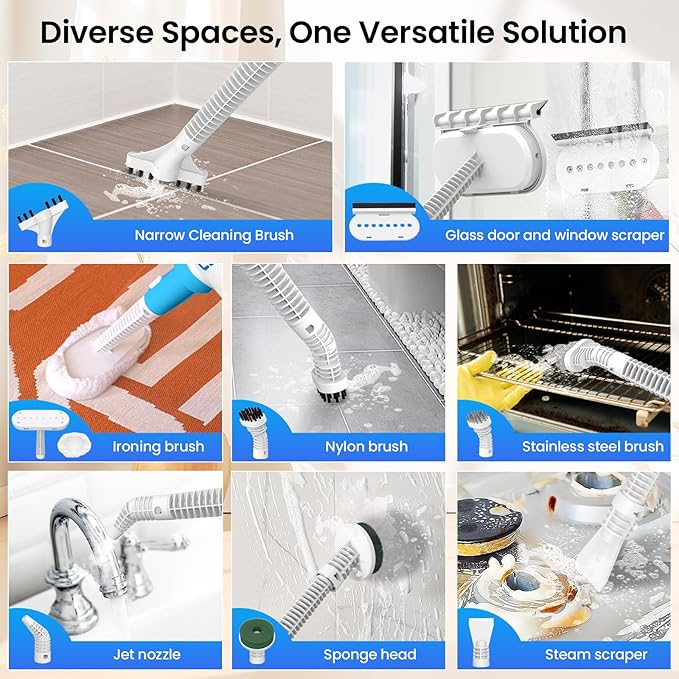 Z7 Steam Mop for Floor Cleaning, 13-in-1 Handheld Steam Cleaner for Home Tile Grout Hardwood Laminate Furniture Couch Clothes Carpet, Multi-Purpose Floor Steamer Machine, Corded (Blue)