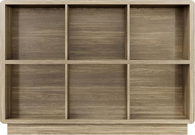 ChooChoo 6 Cube Storage Organizer, Wooden Bookcase with Storage, Cube Storage Bookshelf for Bedroom and Home Office, Rustic Oak