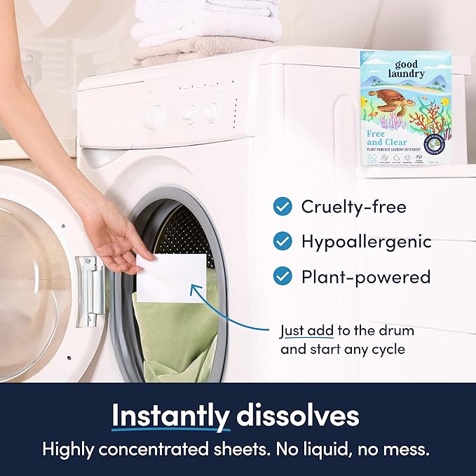 Unscented Detergent Sheets (60 Loads) – Hypoallergenic, Eco-Friendly Laundry Solution – Plastic-Free Packaging, Zero-Waste, Biodegradable – Gentle on Sensitive Skin – Based in the USA