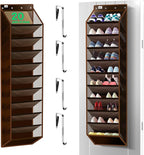 10 Tier Hanging Shoe Rack - Heavy Duty Behind The Door Hanging Shoe Rack, Sturdy Oxford Cloth, 20+ Pairs Over The Door Shoe Cabinet for Boots and Sneakers - Save 50% Closet Space! (Dark Curry)