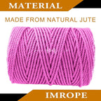 4mm x 500 Feet Pink Jute Rope, Twine for Gardening Tomato Climbing Plant Tie Floristry Crafts Gift Wrapping Packing Decor