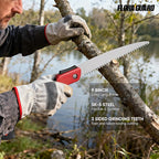 FLORA GUARD Folding Hand Saw, 10-Inch Folding Pruning Camping Heavy Duty Saw with Multi-Level Razer Teeth for Tree Trimming, Wood Cutting, Gardening Tools (Red-10")