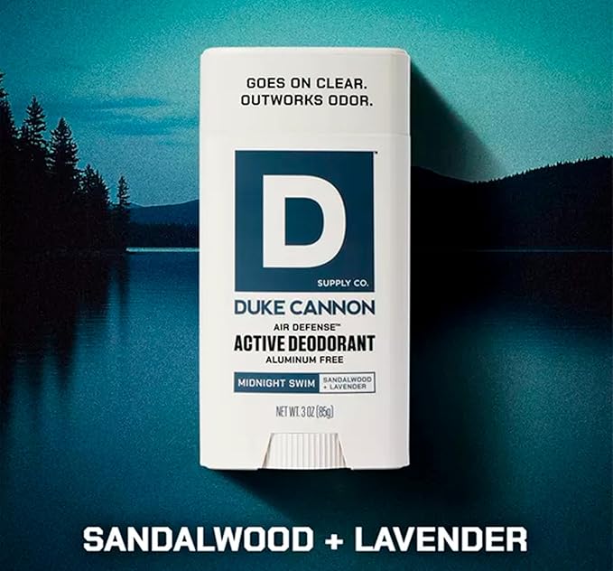 Duke Cannon Midnight Swim Aluminum-Free Deodorant for Men - Air Defense, Sandalwood + Lavender Scent, 3 oz – Long-Lasting, Clear Glide, Skin-Soothing Formula