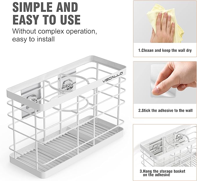 Hair Tool Organizer Shower Caddy Bathroom Hair Care and Styling Tool Organizer Storage Basket and Container for Hair Dryer, Flat Irons, Curling Wands, Hair Straighteners - Wall Mount No Drilling Rustproof Stainless Steel Bathroom Shelf